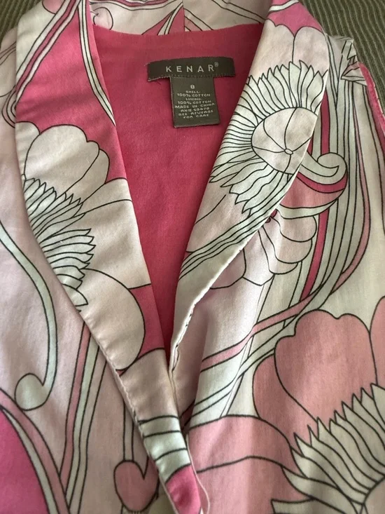 Kenar Pink Floral Sleeveless Button-Up Dress Size 8 100% Cotton - Picture 5 of 8